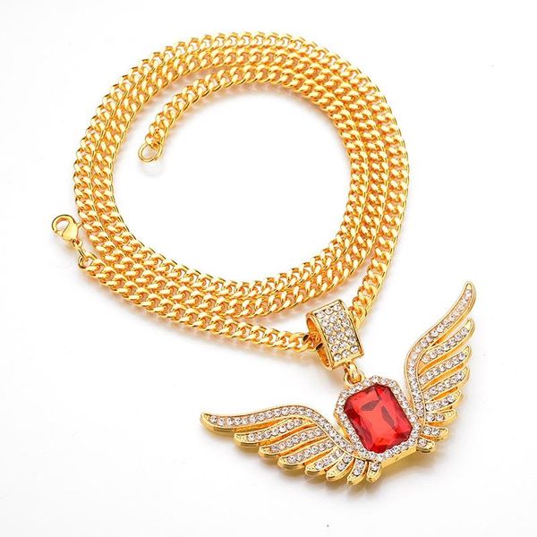 

pendant necklaces sale long chain necklace for men wing angle with crystal rhinestone birthday stone collar accessory wholesale da2024, Silver