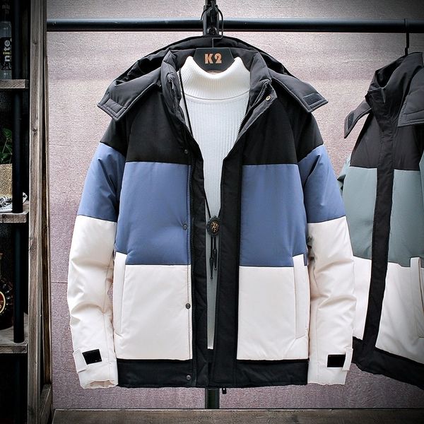 

thicken men's down jacket patchwork hooded warm parka men casual waterproof windproof winter coat male windbreaker coats 3xl 4xl 201103, Black