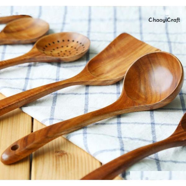 

new 2019 teak unpainted solid wood spatula kitchen cookware stir-fry soup wooden spoon wooden shovel kitchen s jllsvn dhsybaby