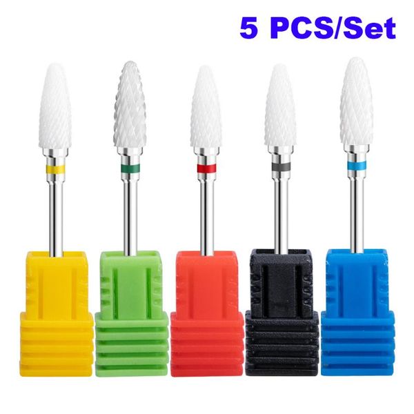 

nail art kits 5pcs ceramic drill bit set electric manicure kit for milling cutter files buffer equipment accessory