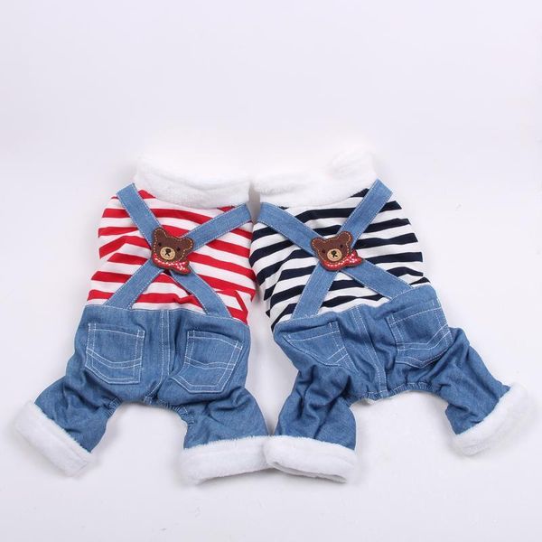 

new striped dog cat warm jumpsuit rompers bear design pet puppy coat jacket winter clothes for dogs cats small medium1