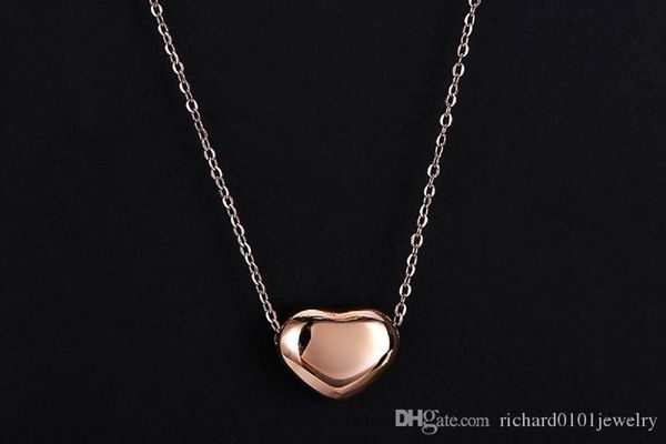 

new brand fanshion titanium steel rose gold love collarb heart pendant necklace for women's gift fashion jewelry birthday, Silver