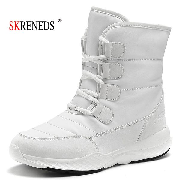 

skreneds women snow boots winter warm boots thick bottom platform waterproof ankle boots for women thick fur cotton shoes size t200104, Black