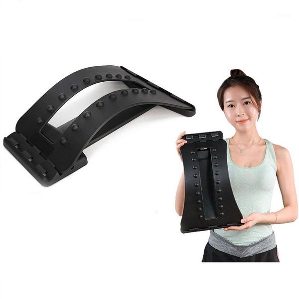 

waist support back stretcher lumbar device spinal pain relief 3 adjustable settings for black h7jp1, Black;gray