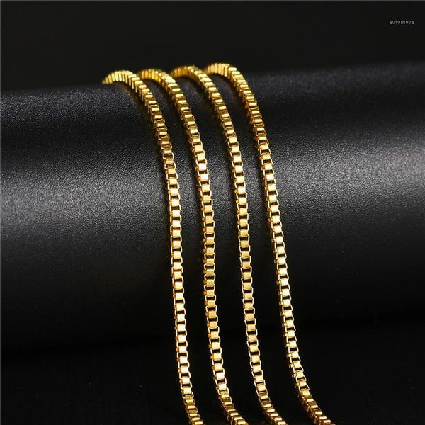 

50cm 60cm 70cm stainless steel chain necklace for men gold colors titanium steel link chain necklace box brincos1, Silver