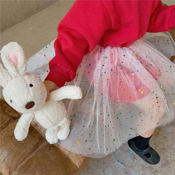 

autumn and winter 2020 new girl's bodyguard gauze pure cotton fce thickened princs drs ffy skirt, Red;yellow