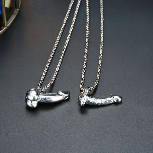 

1pc appeal funny male organ pendant necklace for women punk strange metal color men necklaces party jewelry gifts n73, Silver