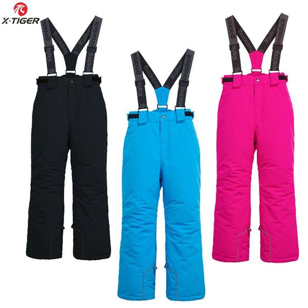 

x-tiger ski bib брюки мальчиков и девочек зима -30 температура спортивная одежда детская метель водонепроницаемая keep warm брюки лыжи