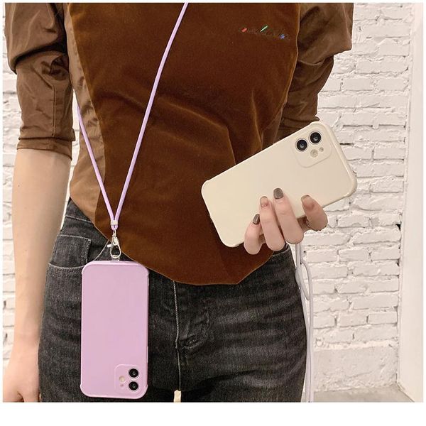 

crossbody lanyard candy color phone case for iphone 12 11 pro max xr xs max x 7 8 plus 12mini qylrzp