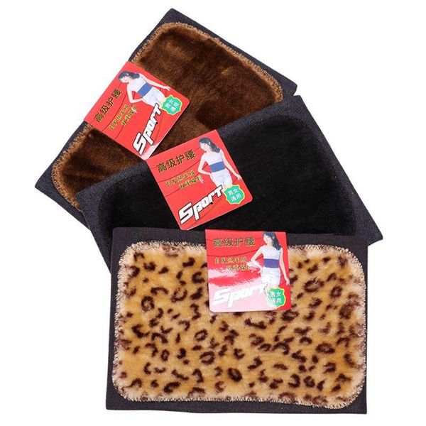 

waist support winter thicken plush warmer lumbar belt thermal protector, Black;gray