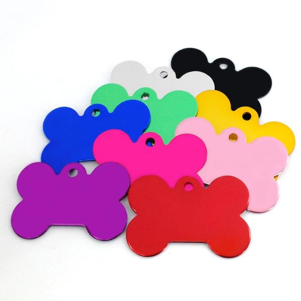 

20pcs/lot dog collar accessories alumilum pet puppy dog tag personalized bone name phone id tags customized doub bbylxa