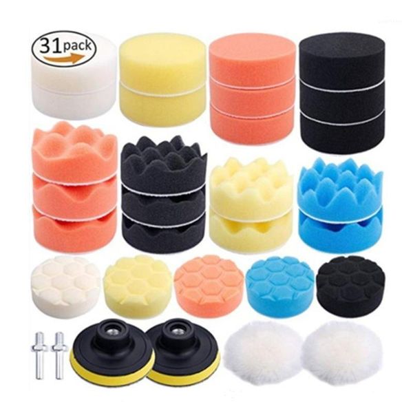 

31pcs 3 inch car foam drill polishing pad kit tool for car polisher with drill adaptor sealing glaze waxing buffing pads set1