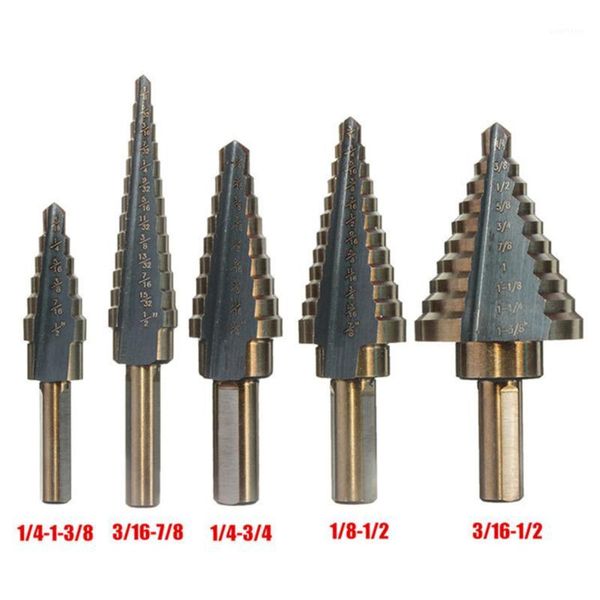 

5pcs step drill bit drilling power tools for metal high speed steel wood hole cutter cone drill power tool accessories1