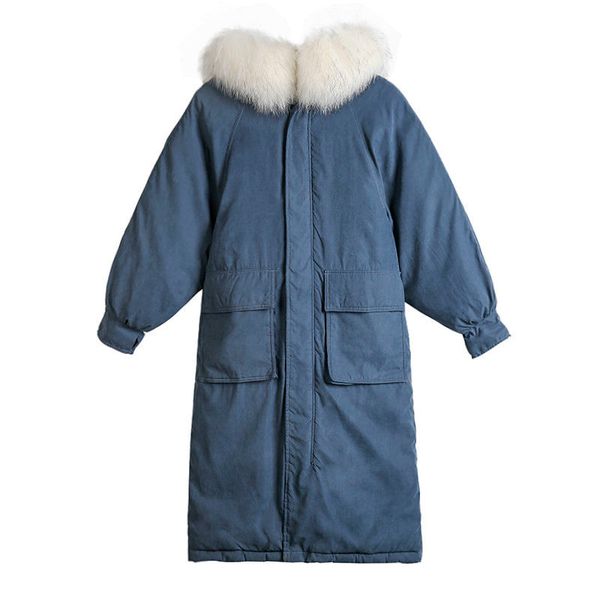 

2021 new winter parka women's down jacket women fur collar hooded female warm thick cotton casual long coat b3sd, Black