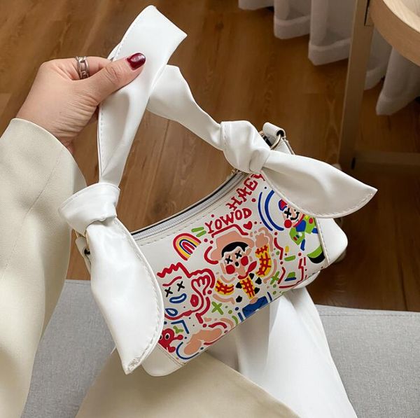 

women graffiti bag lady baguettes underarm bags fashion girls handbags wholesale shoulder strap adjustable