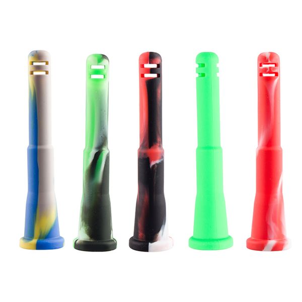 Healthy_Cigarette P016 Fumo Down Adaptador Stem Sobre 10 cm Comprimento Colorido Silicone Downstem Downstem Dab Rig Bong Tool Tool Glass Water Bong Acessório