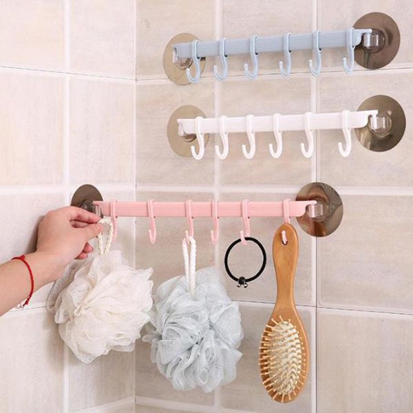 

hooks & rails 3pcs towel hanger rack punch smart holder push grip space convenient sucker cloth bathroom magic stick wall