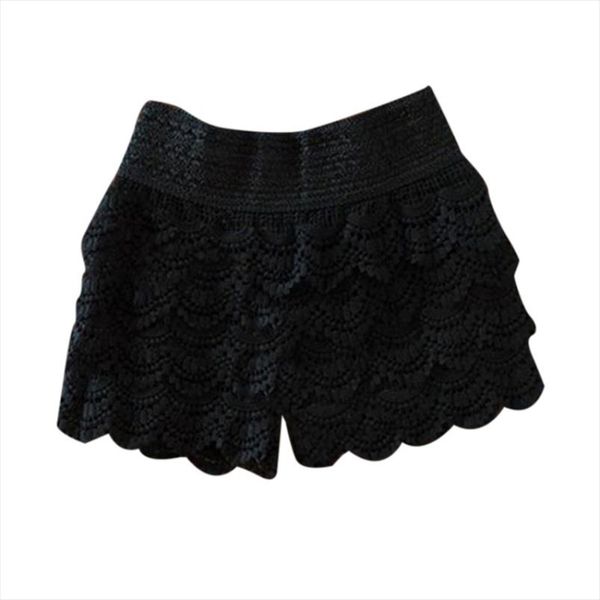 

summer fashion womens shorts lace crochet elastic waist slim short pants, White;black