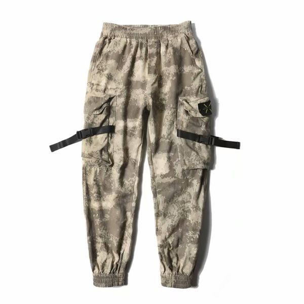 

men's pants 2021 men japan style fashion streetwear ribbons cotton cargo casual clothing joggers elastic waist trousers, Black