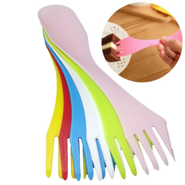 LX3976 Plastic Travel Cutlery Set - 6pcs Spork Combo Gadget for Camping & Outdoor Dining