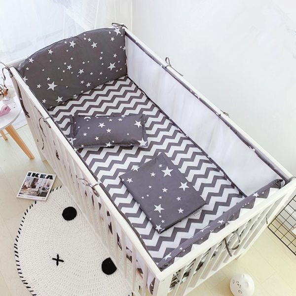 

7pcs/set baby bedding set cotton breathable mesh cot bumper crib duvet cover bed sheets pillowcase infant protector baby bed set
