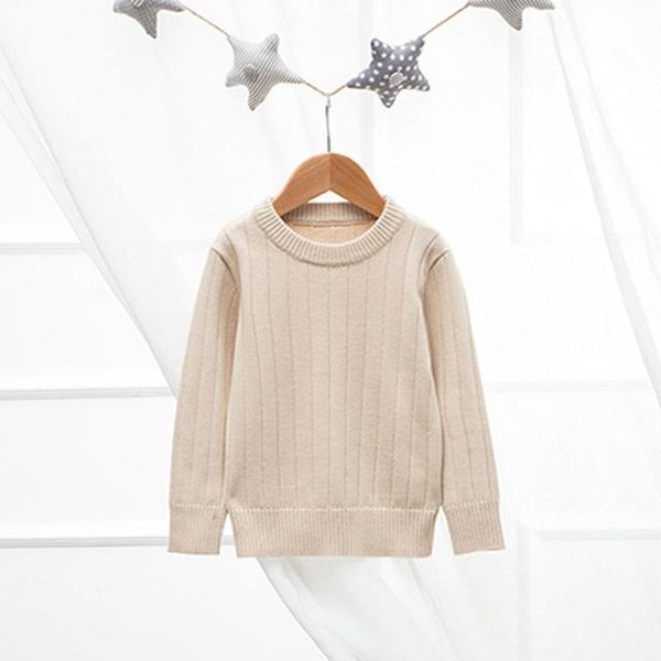 

осень зима детские свитера чистые цвета вязаные свитера детские мальчик девушка одежда вязание младенца повседневная малыш с длинным рукавом, Blue