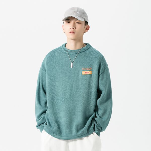 

2021 new men hip hop fit pullover streetwear painting knitted sweater retro vintage autumn sweaters cotton obzk, Blue;gray