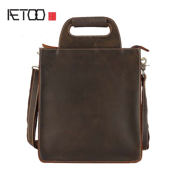 

hbp aetoo men's bag leather one shoulder handbag vertical square retro simple handmade leather carrying bag