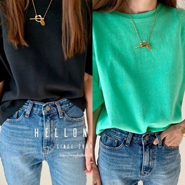 

wmlpf south korea quarter gate summer dress women casual t-shirt new ins style 2020 solid color versatile bubble east sleeve crew neck t-shi, White