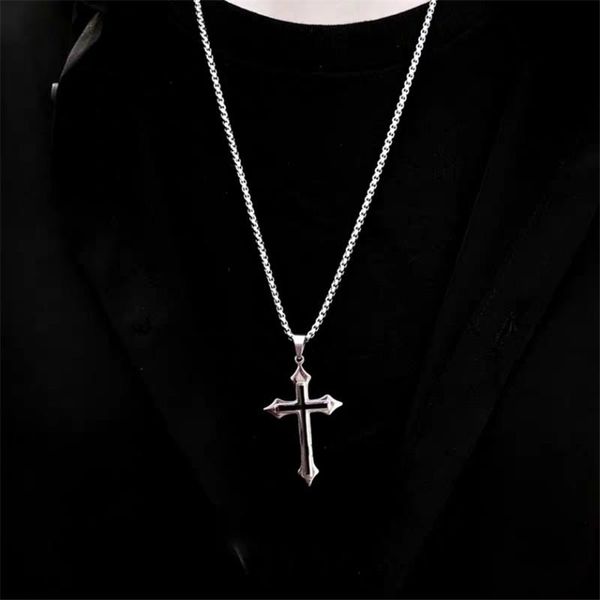 

kpop vintage cross harajuku chain ожерелье мода хип-хоп панк человек христианских женщин ювелирных изделий wmtjgc otsweet, Black;white