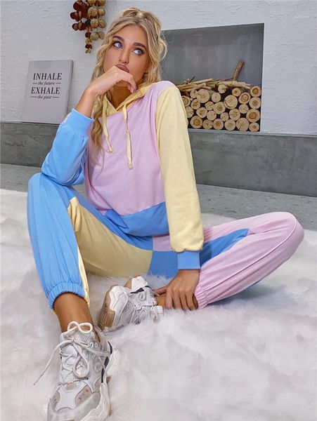 

winter casual loose hoodies ladise colorblocked hooded sweater fashion trend autumn long sleeve pullover hoodies clothes designer female, Black