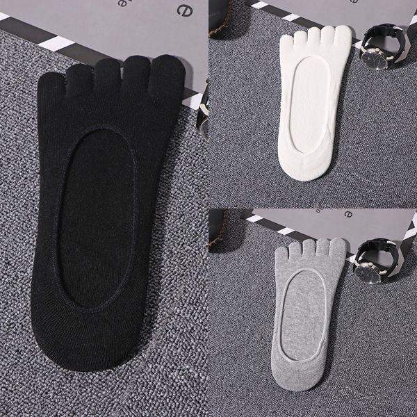 

obyu8 весной и летом мужской пять пота м гель силикагель поглощает носки сплошного цвета универсального тонких носков пальцев силиконовых пр, Black