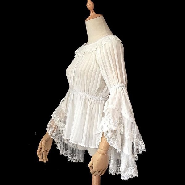 

fairy tale town ~ sweet long flare sleeve chiffon by infanta, White