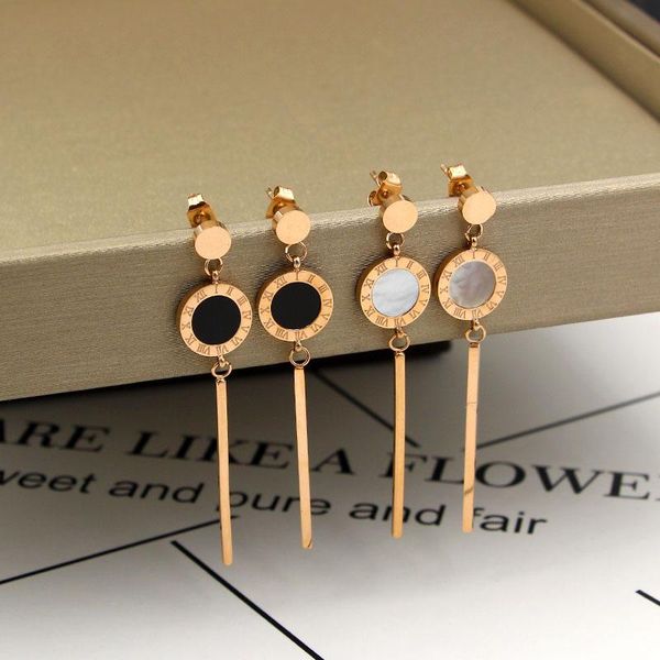 

fashion new tassel roman numerals long section shell earrings earrings jewelry for women the gift k301, Golden;silver