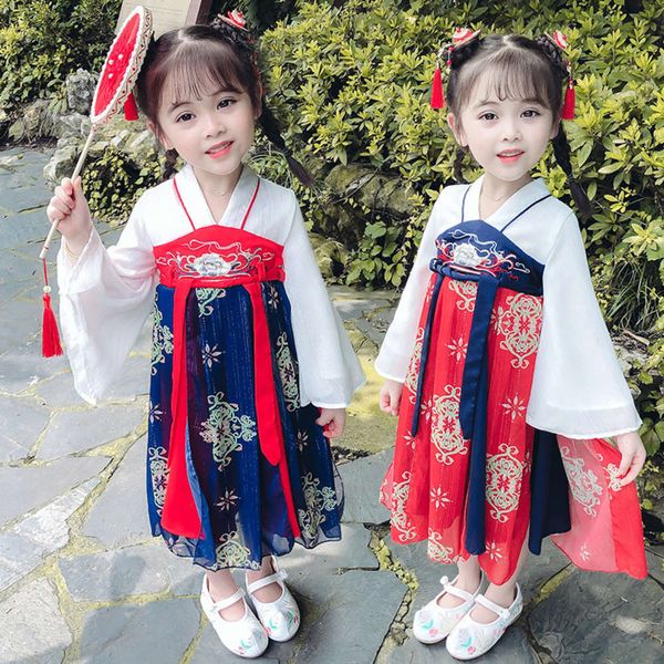 

hanfu fairy autumn super 2020 girls' baby drs, Red;yellow