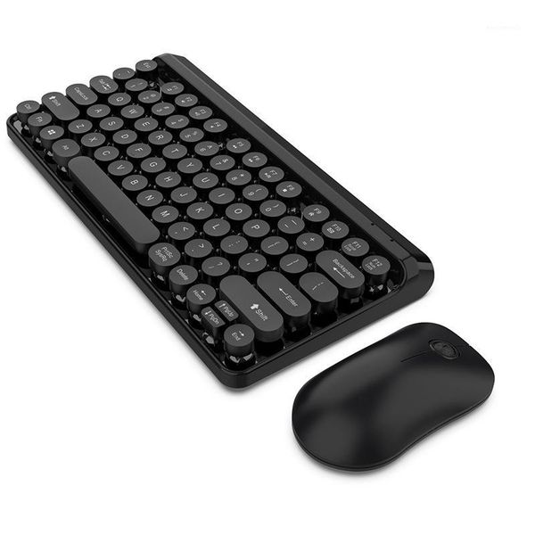 

2.4ghz wireless keyboard and mouse combo punk retro 77 keys round key cap 10m transmission multimedia keyboard for mac pc lap