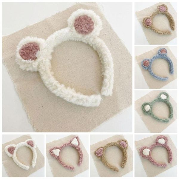 

cute plush cartoon bear ear headband baby girls lovely hair hairband hoop autumn headwears accessories winter hair l9s4, Slivery;white