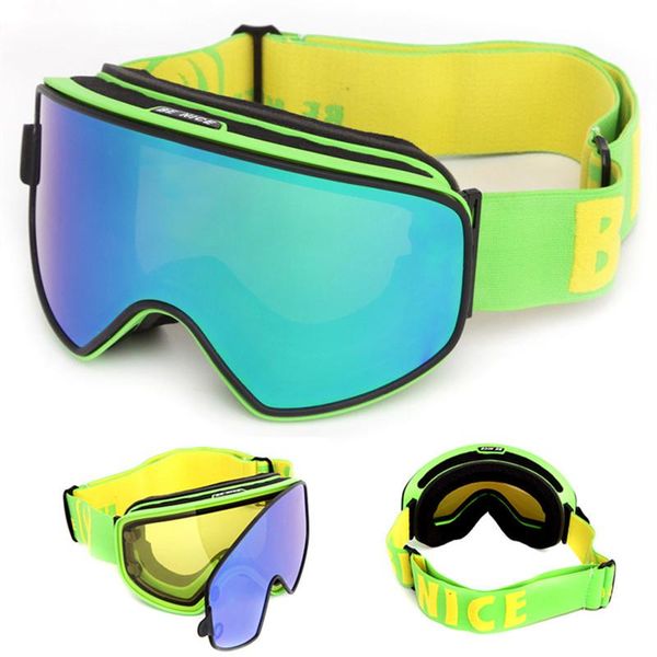 

new double-layer anti-fog ski goggles - day and night dual - magnetic replacement of uv400 ski goggles, White;black