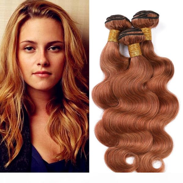 

medium auburn human hair bundles body wave hair weaves pure 30 auburn brazilian wavy virgin hair extensions double wefts 3bundles lot, Black