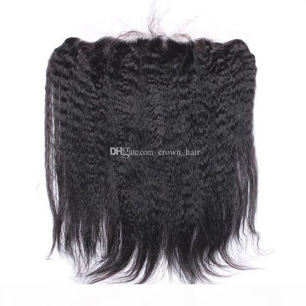 

new arrival kinky straight lace frontal 13x4 inch mongolian hair italian coarse yaki ear to ear full lace frontals price, Black;brown