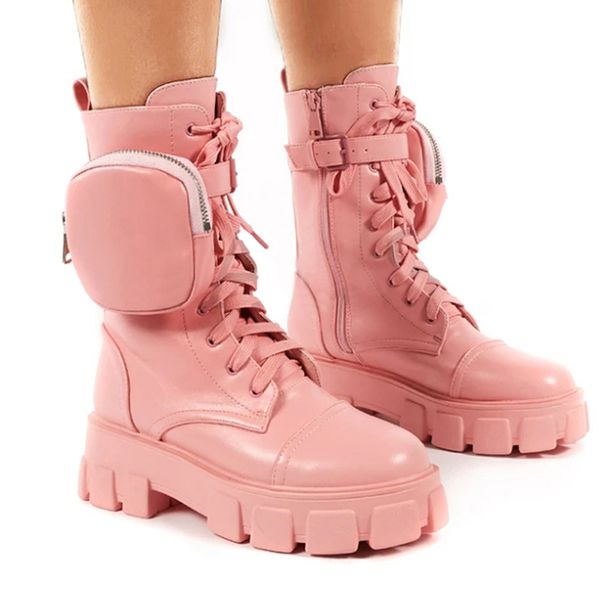 

winter fashion motorcycle boots wedges flat boots woman high heel platform leather lace up women shoes black botas mujer