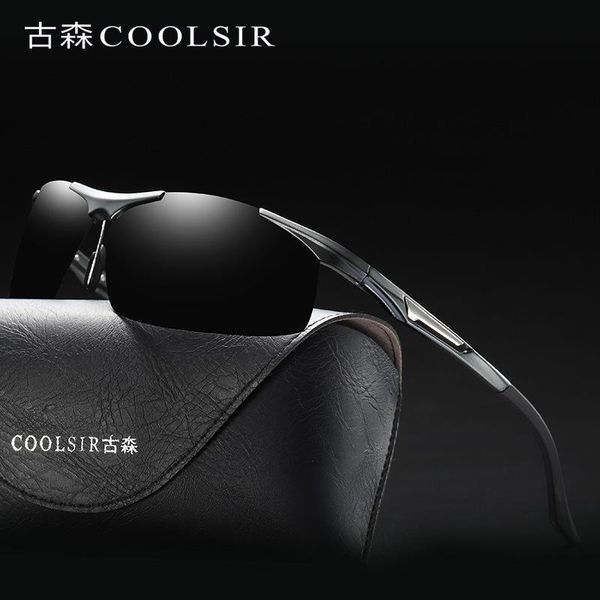 

sunglasses men's aluminum magnesium polarized half frame color film sports 6516d, White;black