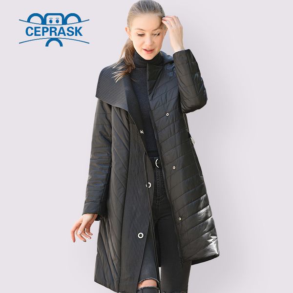 

jas 2020 spring herfst thin long women size parka fashion kraag ceprask plus shop cats asymmetry warm clothes jlosj, Black