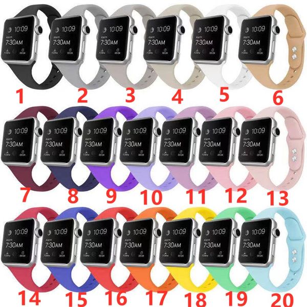 

slim strap for apple watch band 44mm 40mm 42mm 38mm sport silicone bracelet iwatch series band 6 se 38 40 42 44 mm apple watch bands
