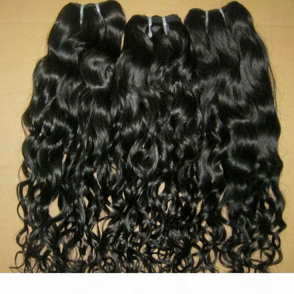 

women's fashion 3pcs 100% brazilian water wave human hair weft natural color, Black