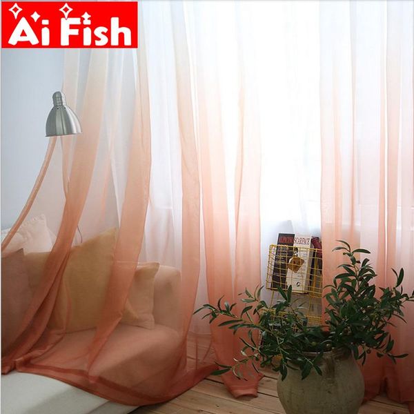 

curtain & drapes gradient with two color voile window treatment kitchen yellow tulle drape for living room sheer fabric wp185#30