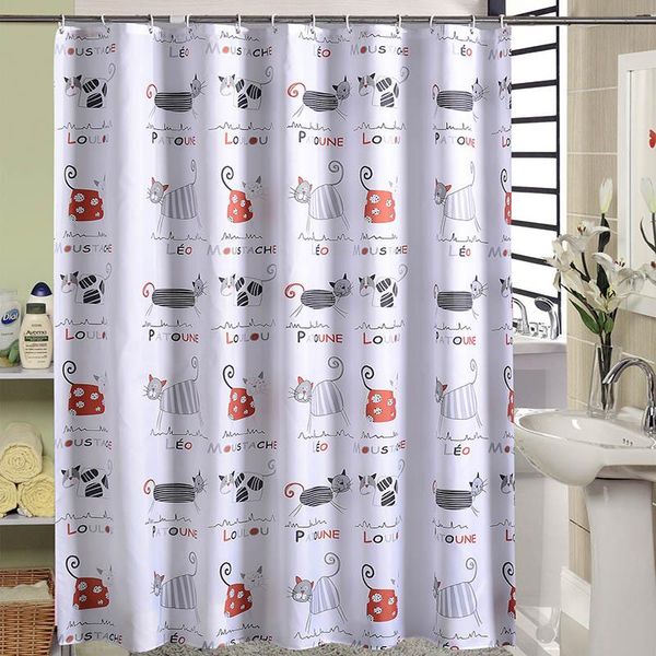

shower curtains polyester cartoon cat printing waterproof bath curtain bathroom with plastic hooks cortina de ducha tela