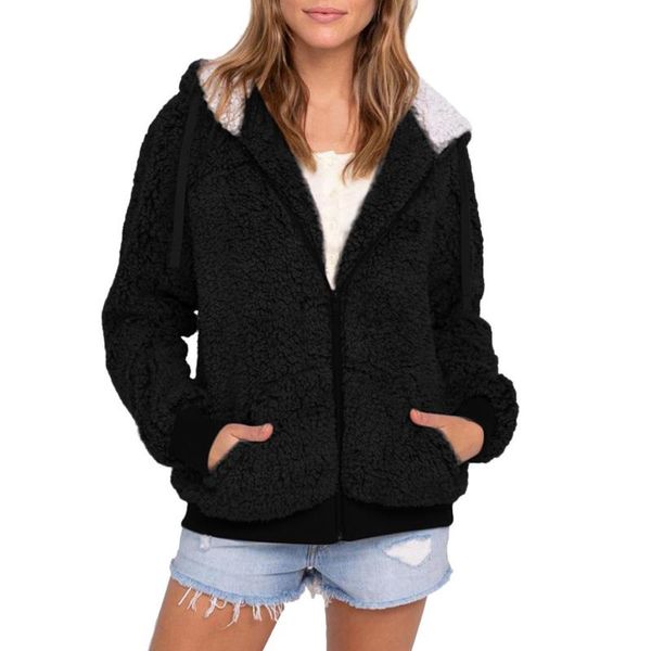 

women's down & parkas coats and jackets women plus size casual pocket hooded parka outwear sweater cotton clothing jacket 2021oct16, Black