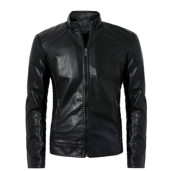 

winter 2021 new autumn men jacket of wool leather vtn8, Black