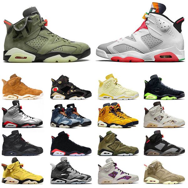 

mens womens basketball shoes hare 6 travis scott cactus jack jumpman 6s athletic sneakers floral champion denim trainers outdoors, White;red